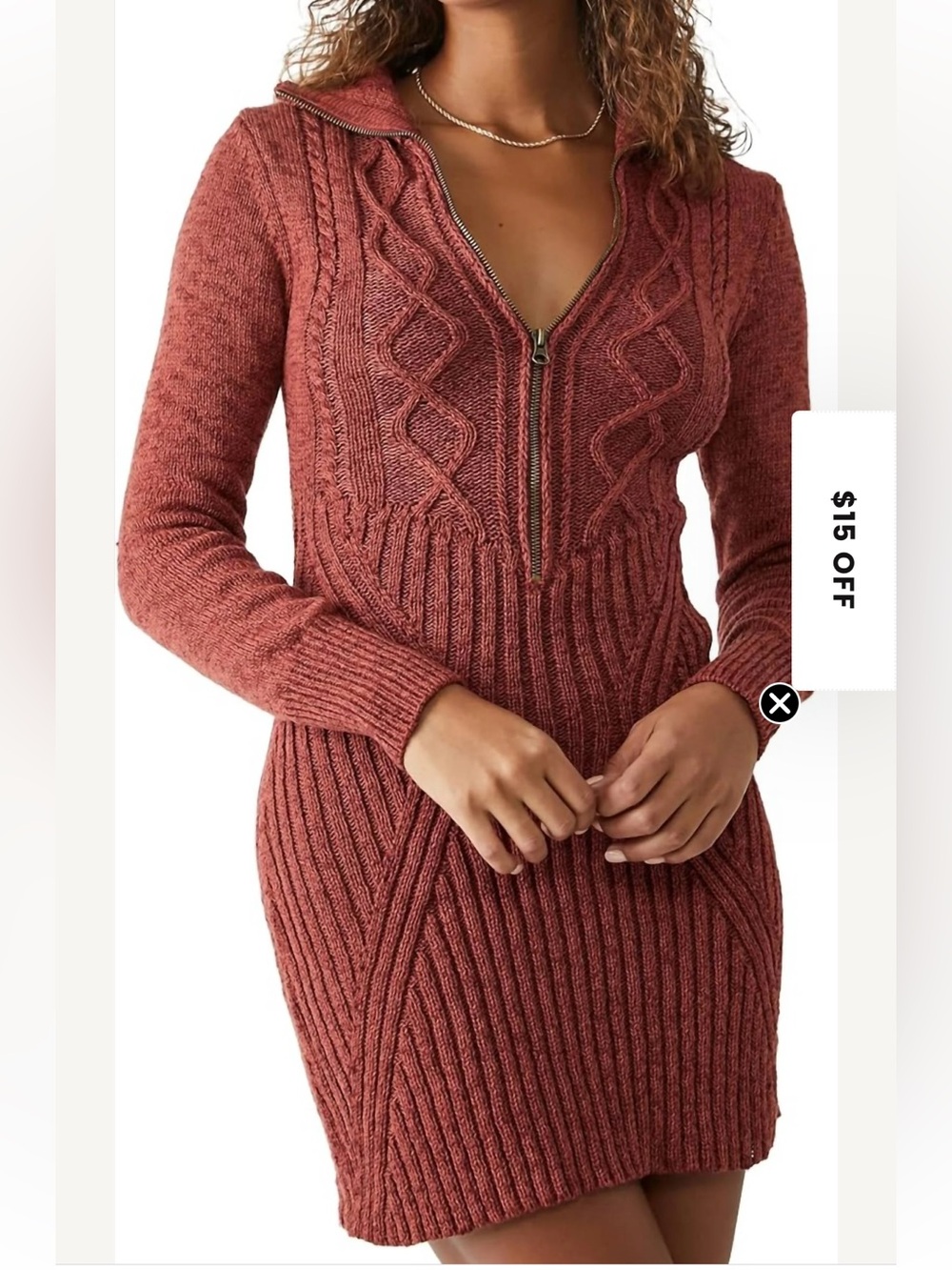 Free People Rust Zip-Front Ribbed Mini Dress - Picture 2 of 3